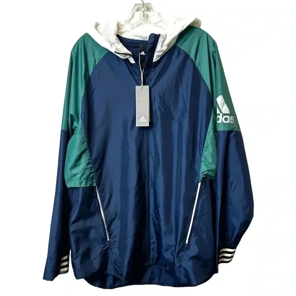 Adidas Men's ID Athletics Woven Shell Jacket, Blue.‎ Green. Size Large. NWT’s